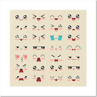 Kawaii emoticon faces Posters and Art